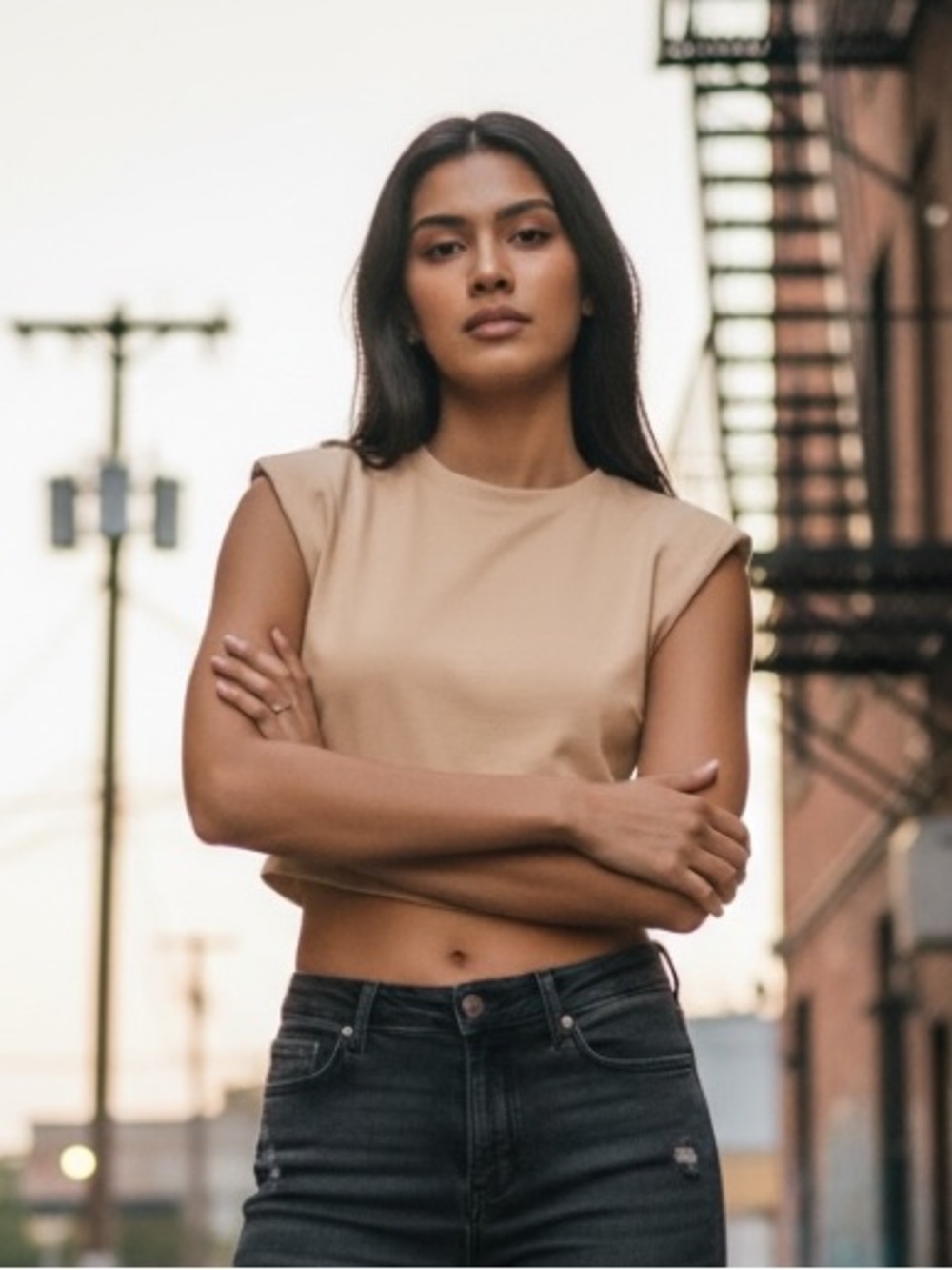 Zara Nude Structured Crop Top Size small NWT